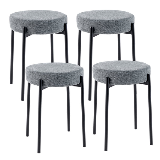 Bar Stools Set of 4 Upholstered Kitchen Stools with Foot Pads-Light Gray