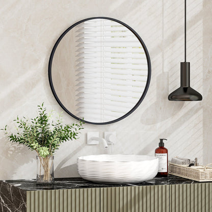 24" Black Circle Bathroom Mirror with Explosion-proof Film