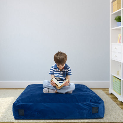 57 x 57 Inch Crash Pad Sensory Mat with Foam Blocks and Washable Velvet Cover-Black