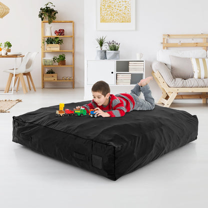 57 x 57 Inch Crash Pad Sensory Mat with Foam Blocks and Washable Velvet Cover-Black