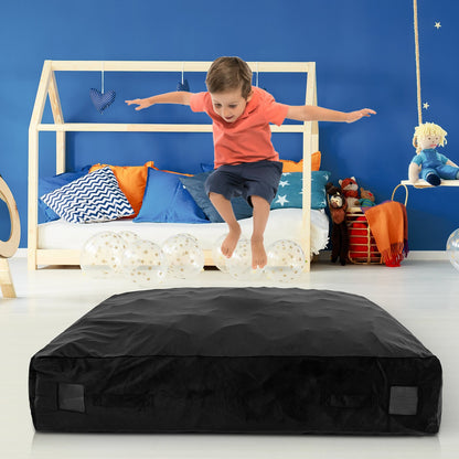 57 x 57 Inch Crash Pad Sensory Mat with Foam Blocks and Washable Velvet Cover-Black