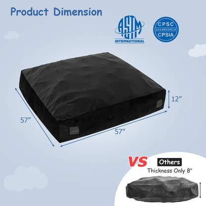 57 x 57 Inch Crash Pad Sensory Mat with Foam Blocks and Washable Velvet Cover-Black