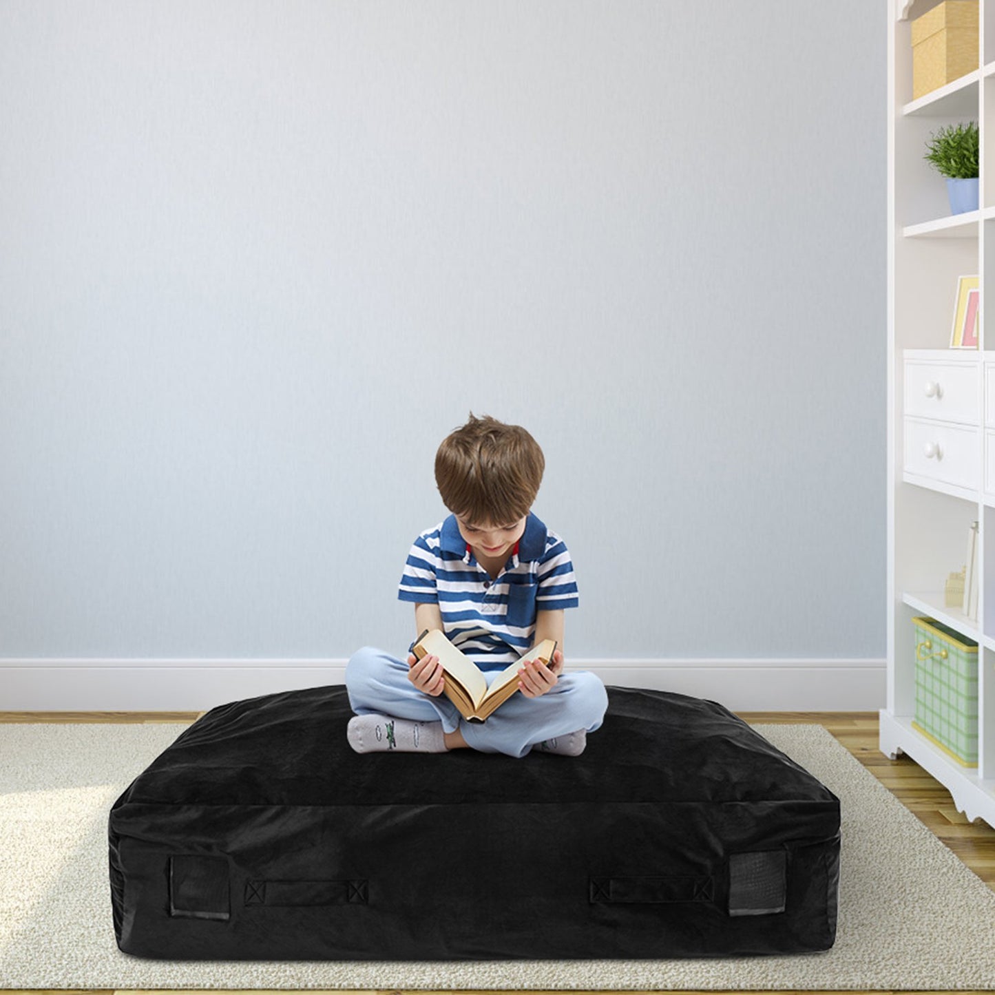 47 x 35.5 Inch Crash Pad Sensory Mat with Foam Blocks and Washable Cover-Black