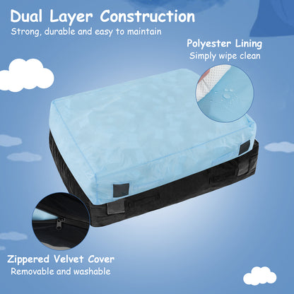 47 x 35.5 Inch Crash Pad Sensory Mat with Foam Blocks and Washable Cover-Black
