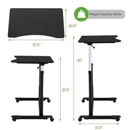 Height Adjustable Computer Desk Sit to Stand Rolling Notebook Table -Black