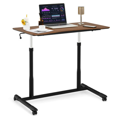 Height Adjustable Computer Desk Sit to Stand Rolling Notebook Table-Brown