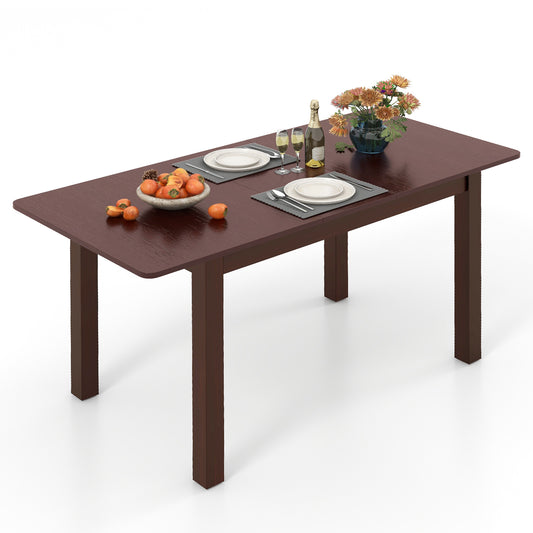 Extendable Folding Dining Table with Rubber Wood Frame and Safety Locks