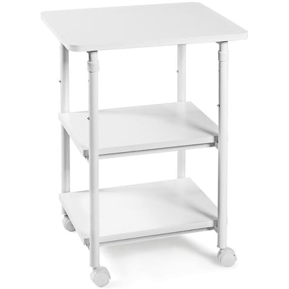 3-tier Adjustable Printer Stand with 360° Swivel Casters-Black