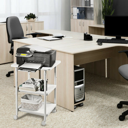 3-tier Adjustable Printer Stand with 360° Swivel Casters-Black