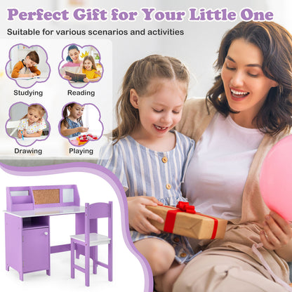 Kids Table and Chair Set for Arts  Crafts  Homework  Home School-Purple