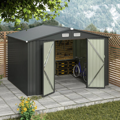6 x 4/10 x 8 Feet Outdoor Galvanized Steel Storage Shed without Floor Base-6 x 4 ft