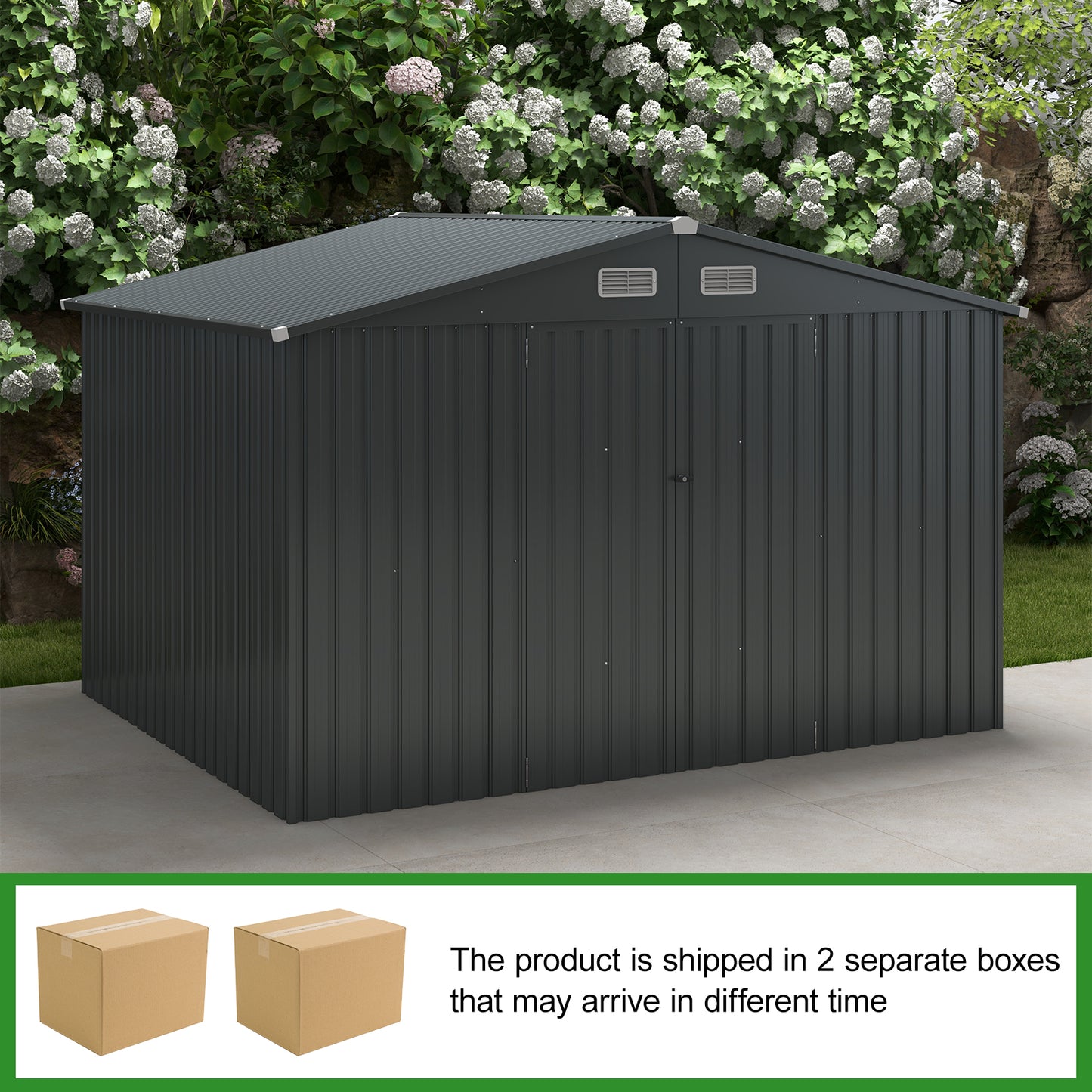 6 x 4/10 x 8 Feet Outdoor Galvanized Steel Storage Shed without Floor Base-10 x 8 ft