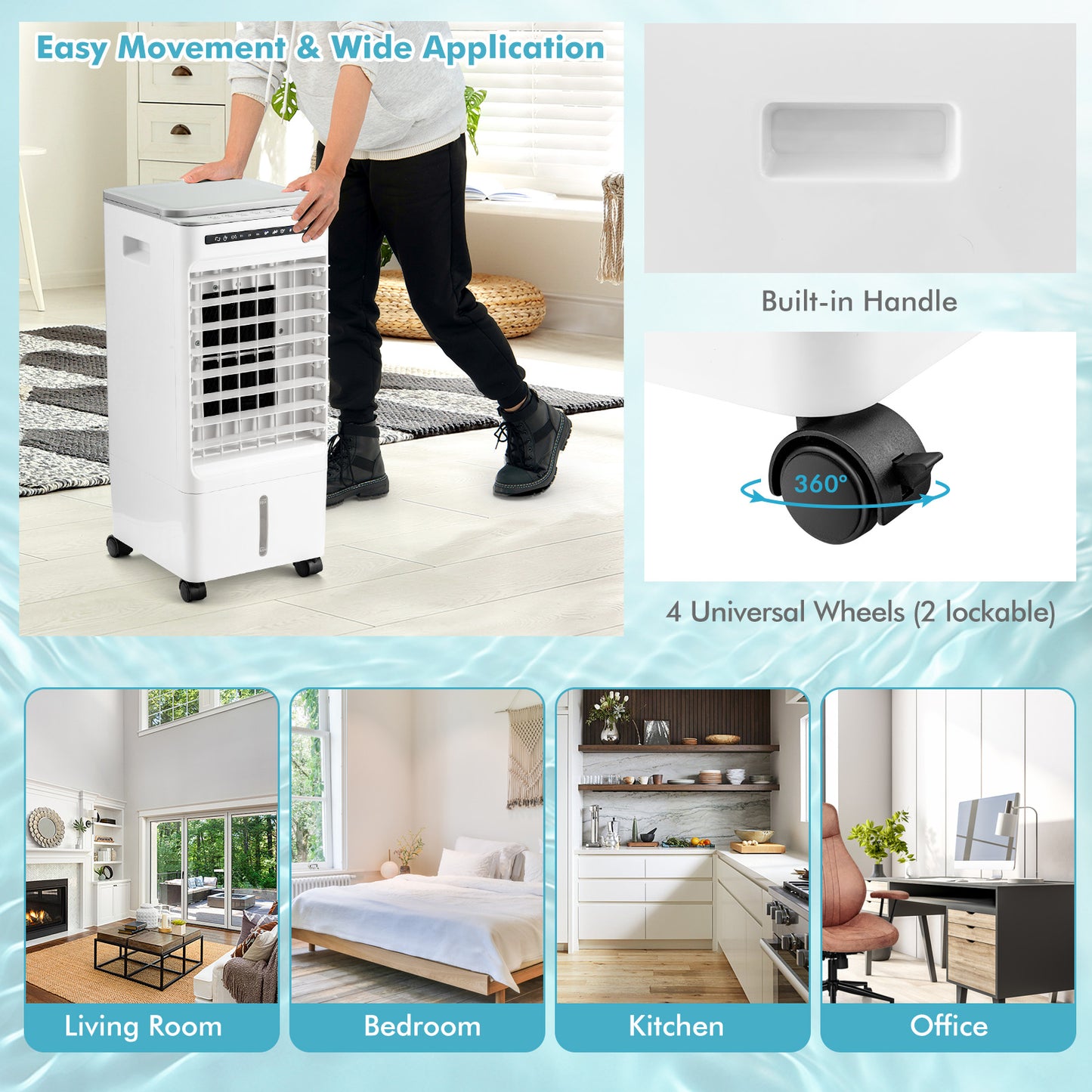 3-in-1 Evaporative Portable Air Cooler with 3 Modes include Remote Control-White