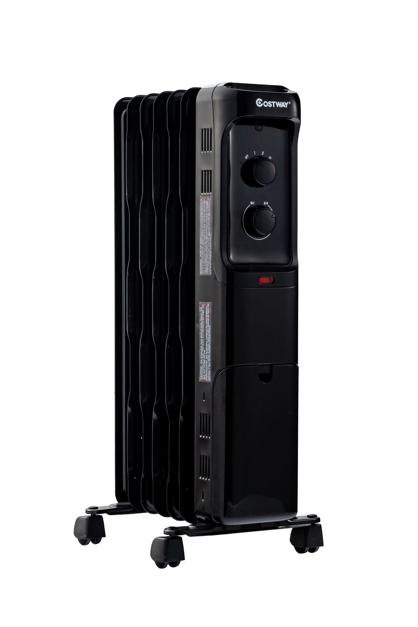 1500W Oil Filled Portable Radiator Space Heater with Adjustable Thermostat-Black