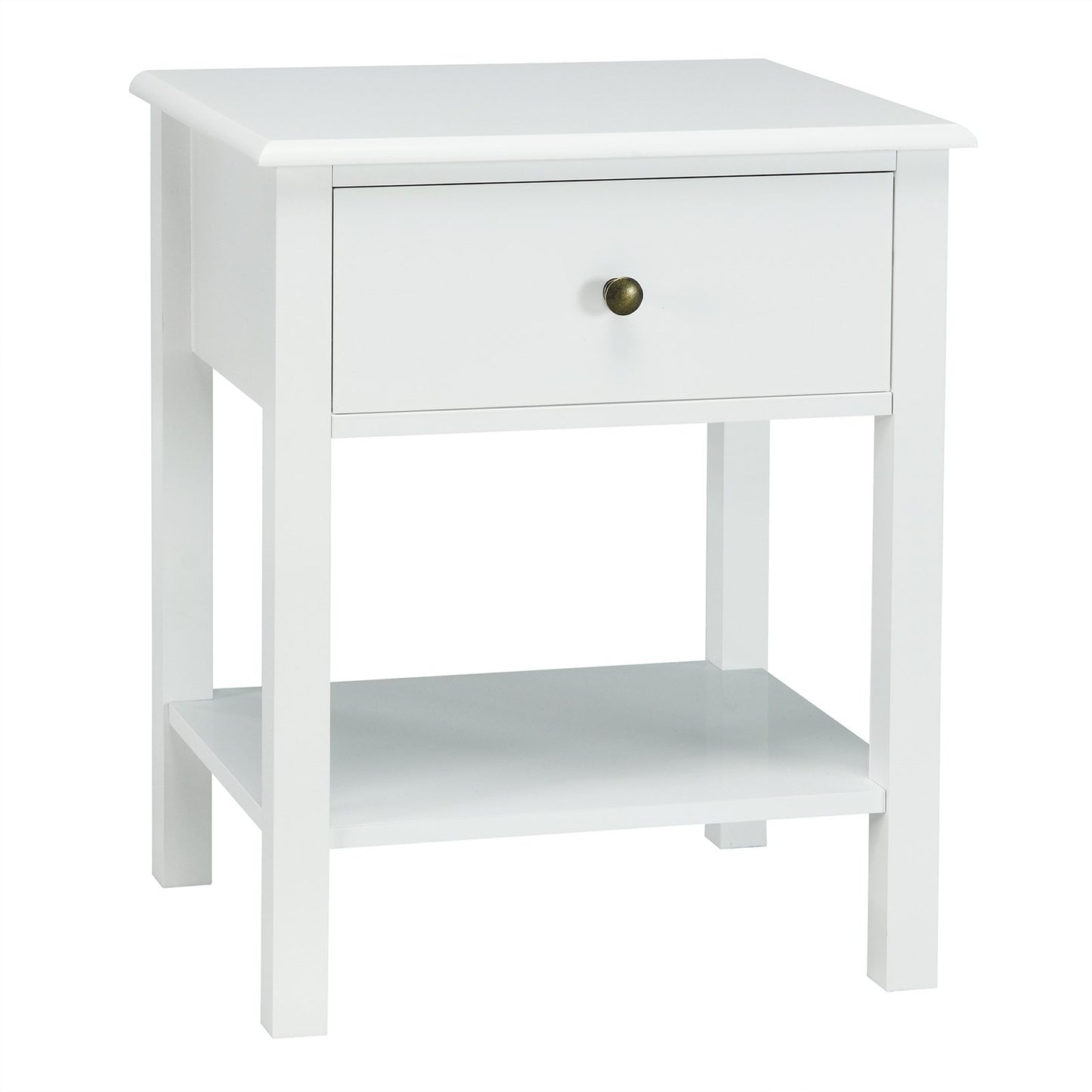 Nightstand End Table with Drawer and Shelf-Black