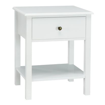 Nightstand End Table with Drawer and Shelf-Black