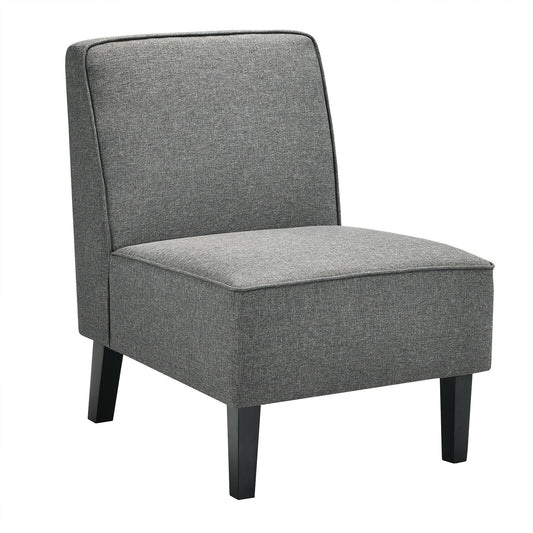Single Fabric Modern Armless Accent Sofa Chair with Rubber Wood Legs-Gray
