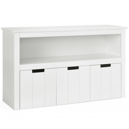 Kid Toy Storage Cabinet 3 Drawer Chest with Wheels Large Storage Cube Shelf-Black