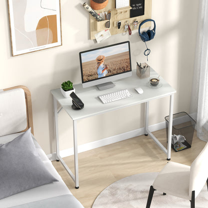 40 Inch Small Computer Desk with Heavy-duty Metal Frame-White