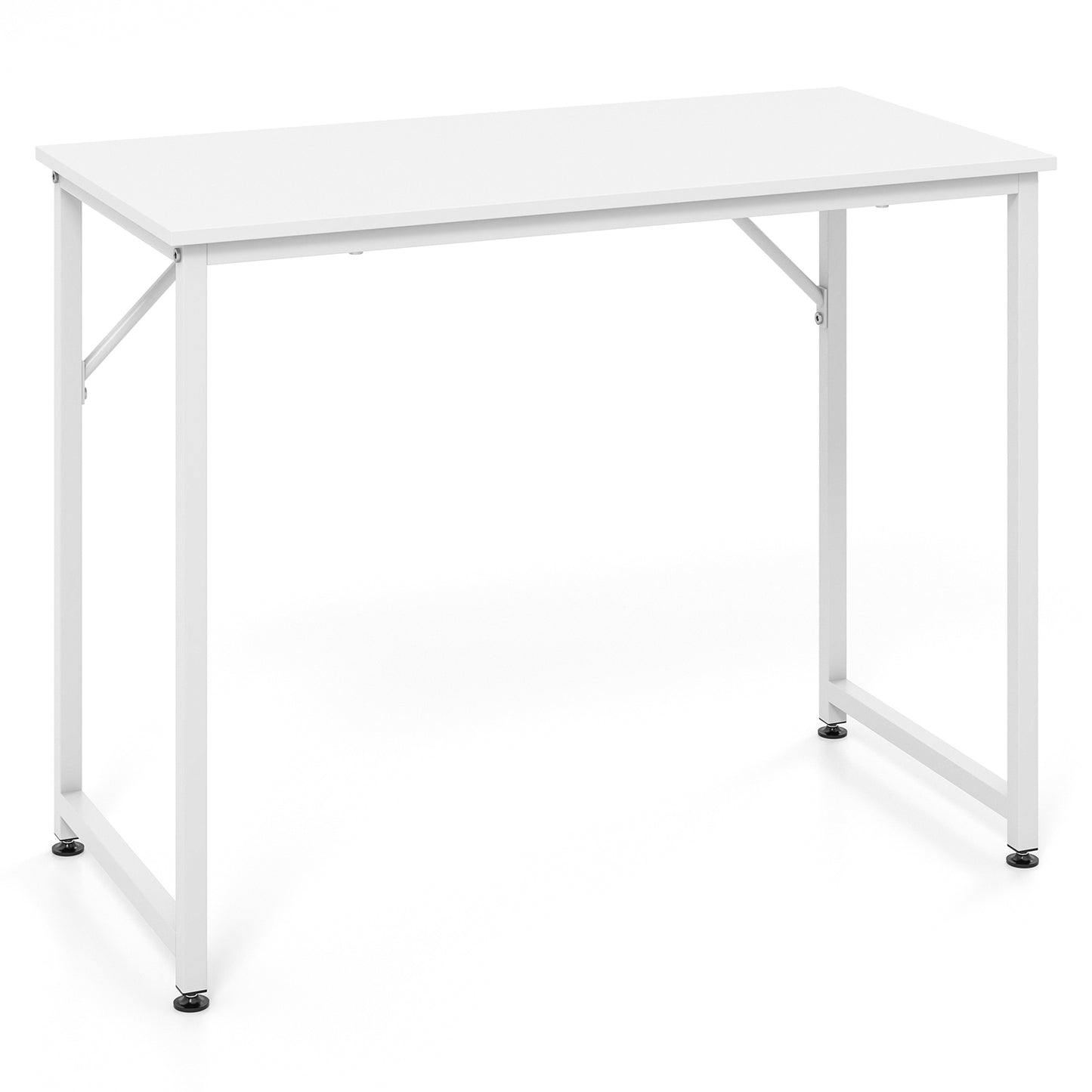 40 Inch Small Computer Desk with Heavy-duty Metal Frame-White