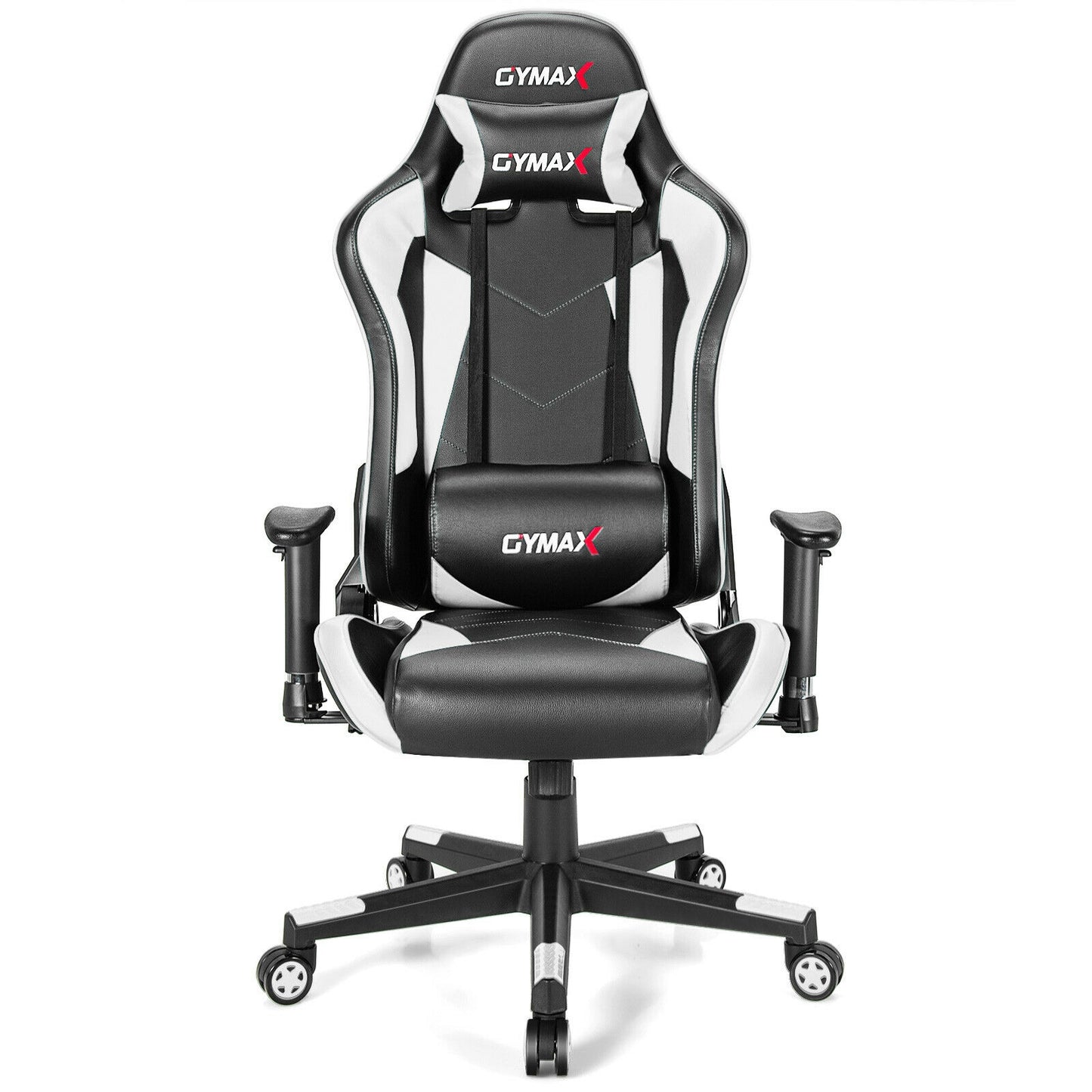 Gaming Chair Adjustable Swivel Racing Style Computer Office Chair-White
