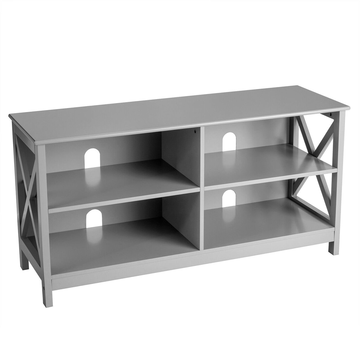 Wooden TV Stand Entertainment Media Center-Brown