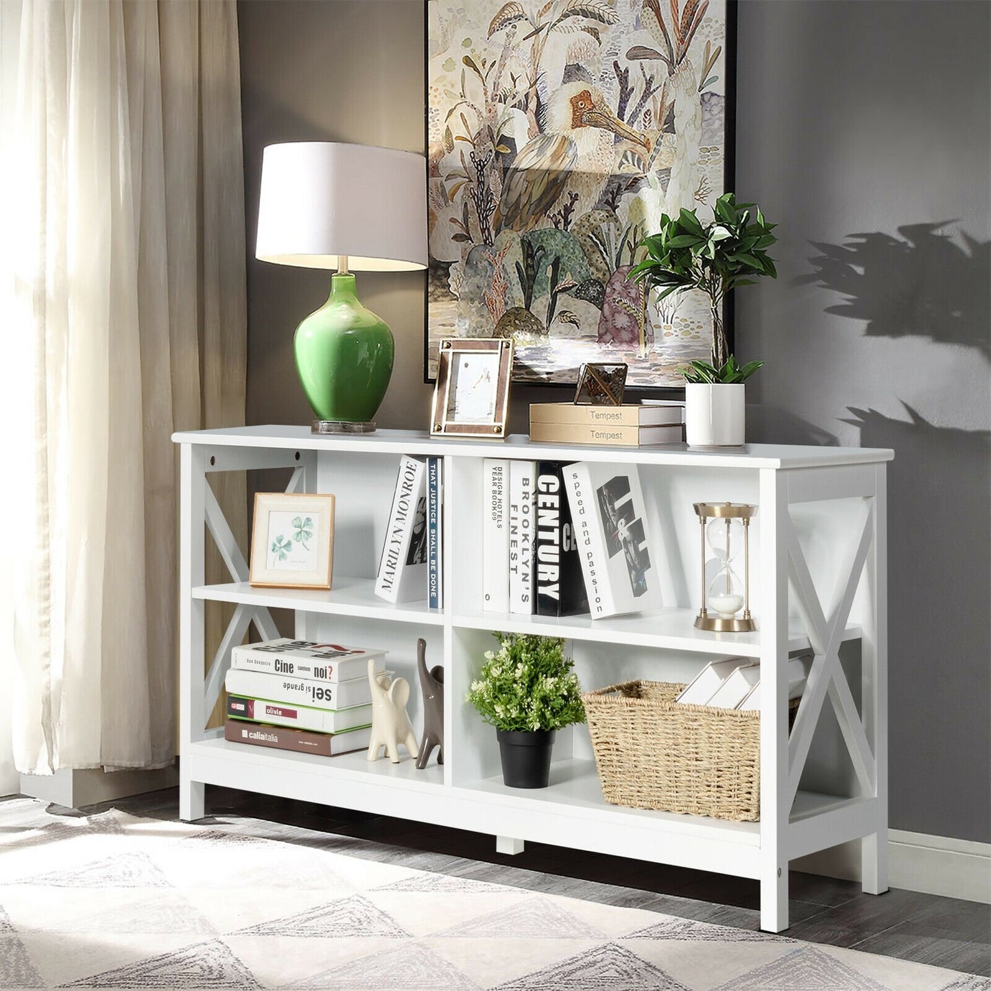 Wooden TV Stand Entertainment Media Center-Brown