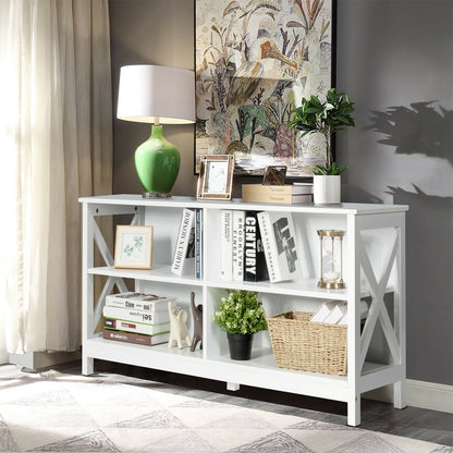 Wooden TV Stand Entertainment Media Center-Brown