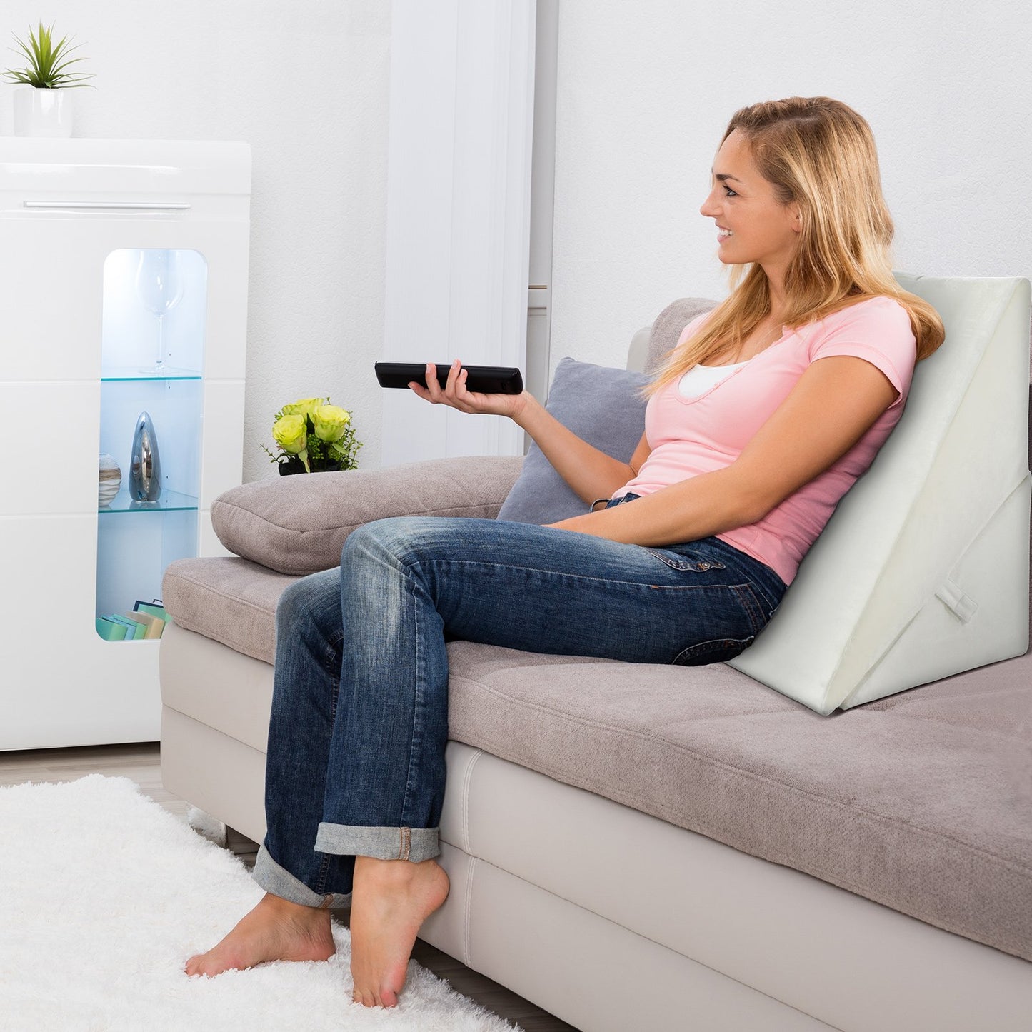 Adjustable Memory Foam Reading Sleep Back Support Pillow-Gray