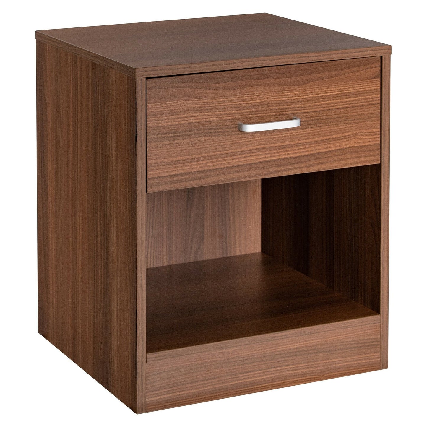 Modern Nightstand with Storage Drawer and Cabinet-Black
