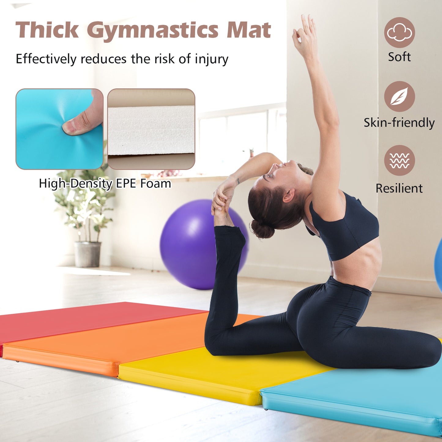 5-Panel Folding Gymnastics Mat for Kids