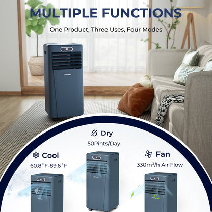 10000 BTU Portable Air Conditioner with Remote Control-Dark Blue