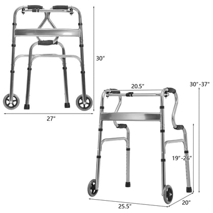 Aluminum Heavy-Duty Folding Wheeled Stand-Assist Walker-Gray