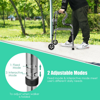 Aluminum Heavy-Duty Folding Wheeled Stand-Assist Walker-Gray