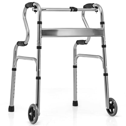 Aluminum Heavy-Duty Folding Wheeled Stand-Assist Walker-Gray