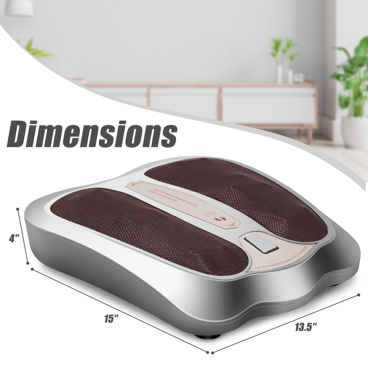 Shiatsu Heated Electric Kneading Foot and Back Massager-Silver