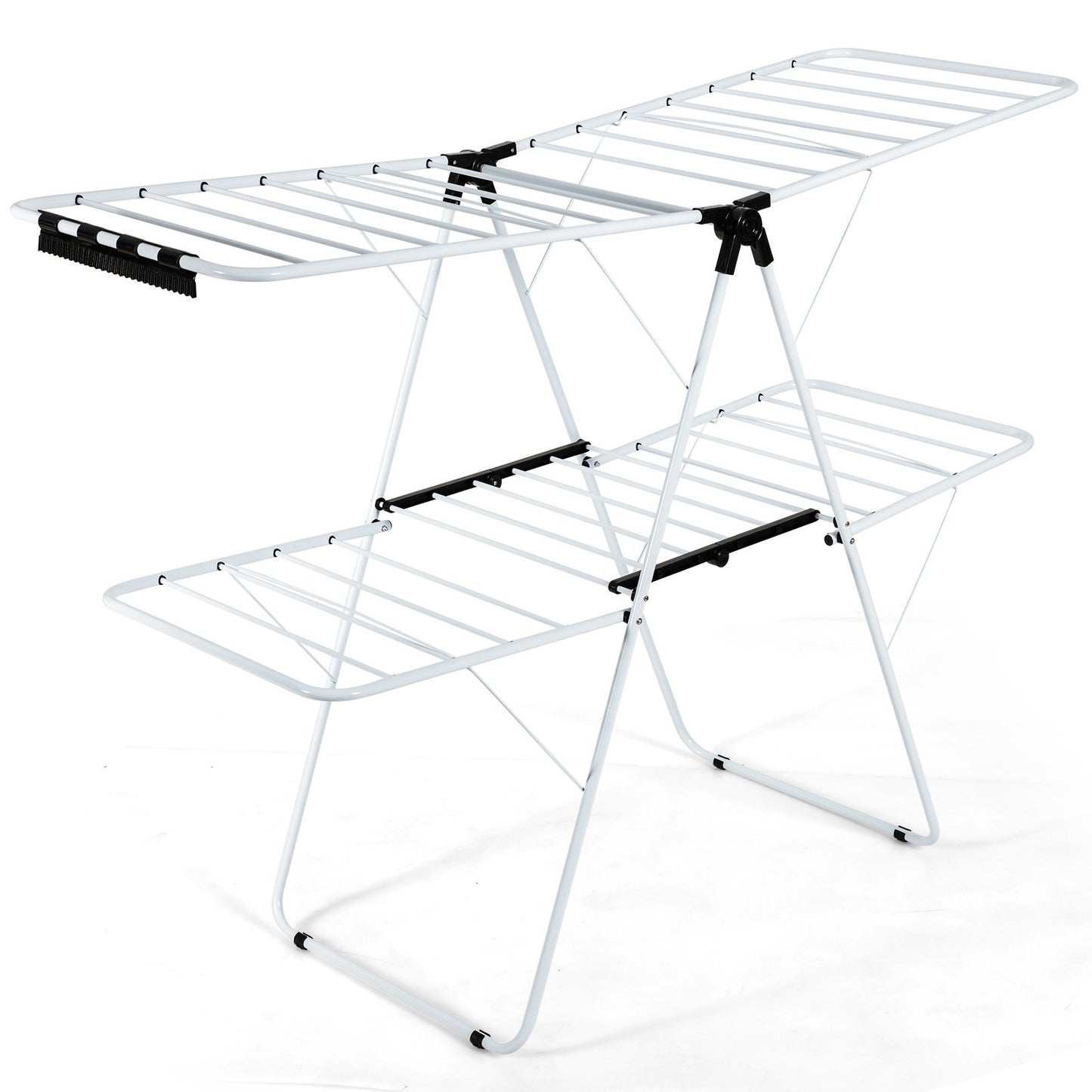 2-Tier Foldable Clothes Drying Rack with Adjustable Gullwing