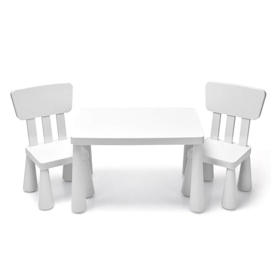 3 Pieces Toddler Multi Activity Play Dining Study Kids Table and Chair Set-White