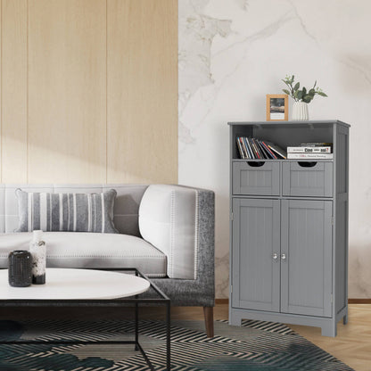 Bathroom Wooden Side Cabinet  with 2 Drawers and 2 Doors-Black