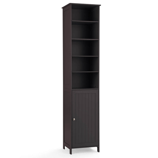 72 Inches Free Standing Tall Floor Bathroom Storage Cabinet-Brown