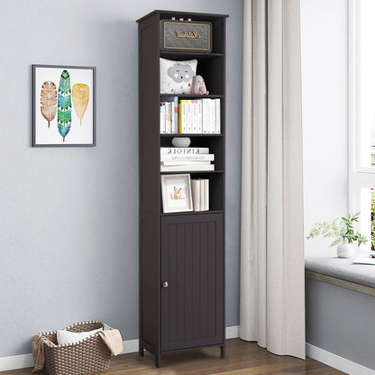 72 Inches Free Standing Tall Floor Bathroom Storage Cabinet-Brown