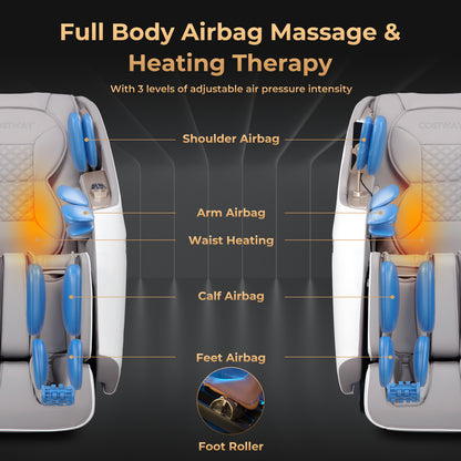 Relaxation 29-Full Body Massage Chair with Waist Heating & Airbag Massage-White