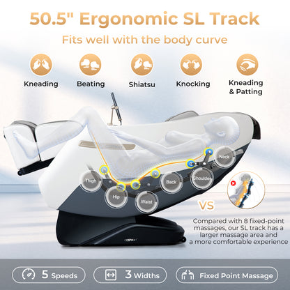 Relaxation 29-Full Body Massage Chair with Waist Heating & Airbag Massage-White
