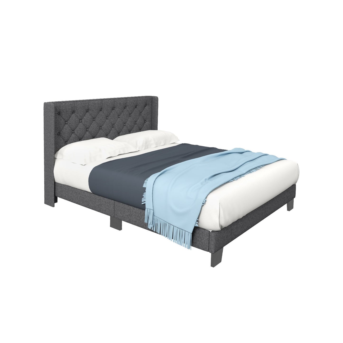 Twin/Full/Queen Size Upholstered Platform Bed with Button Tufted Headboard-Twin Size