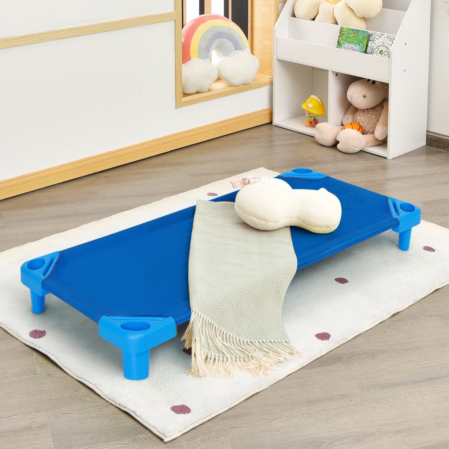Kids Stackable Daycare Cot Pack of 6 with Detachable Oxford Cloth-Beige