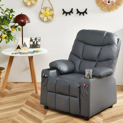 Kids Recliner Chair with Cup Holder and Footrest for Children-Beige
