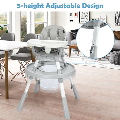 6-in-1 Baby High Chair Infant Activity Center with Height Adjustment-Beige