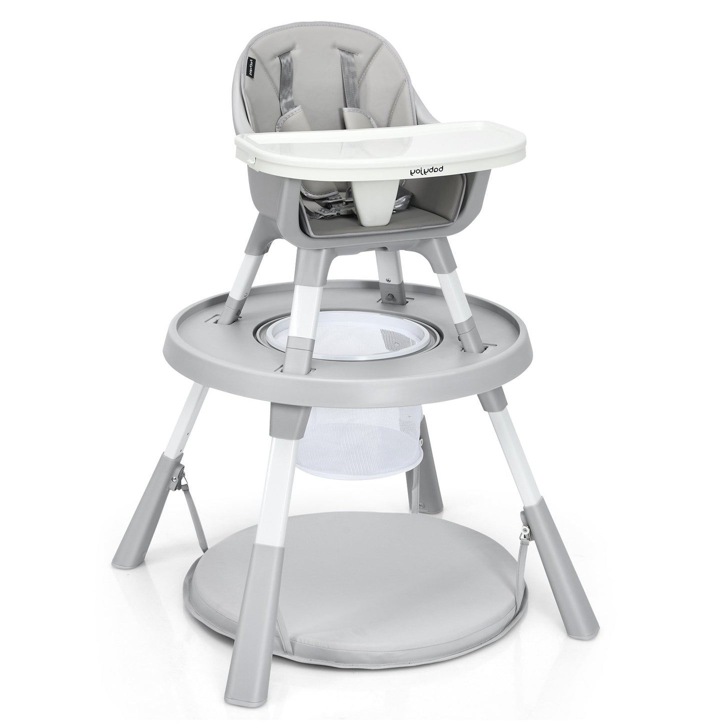6-in-1 Baby High Chair Infant Activity Center with Height Adjustment-Beige