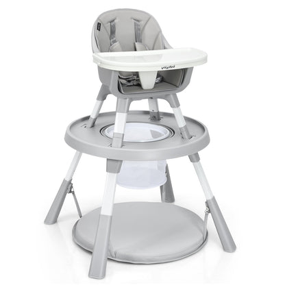 6-in-1 Baby High Chair Infant Activity Center with Height Adjustment-Beige