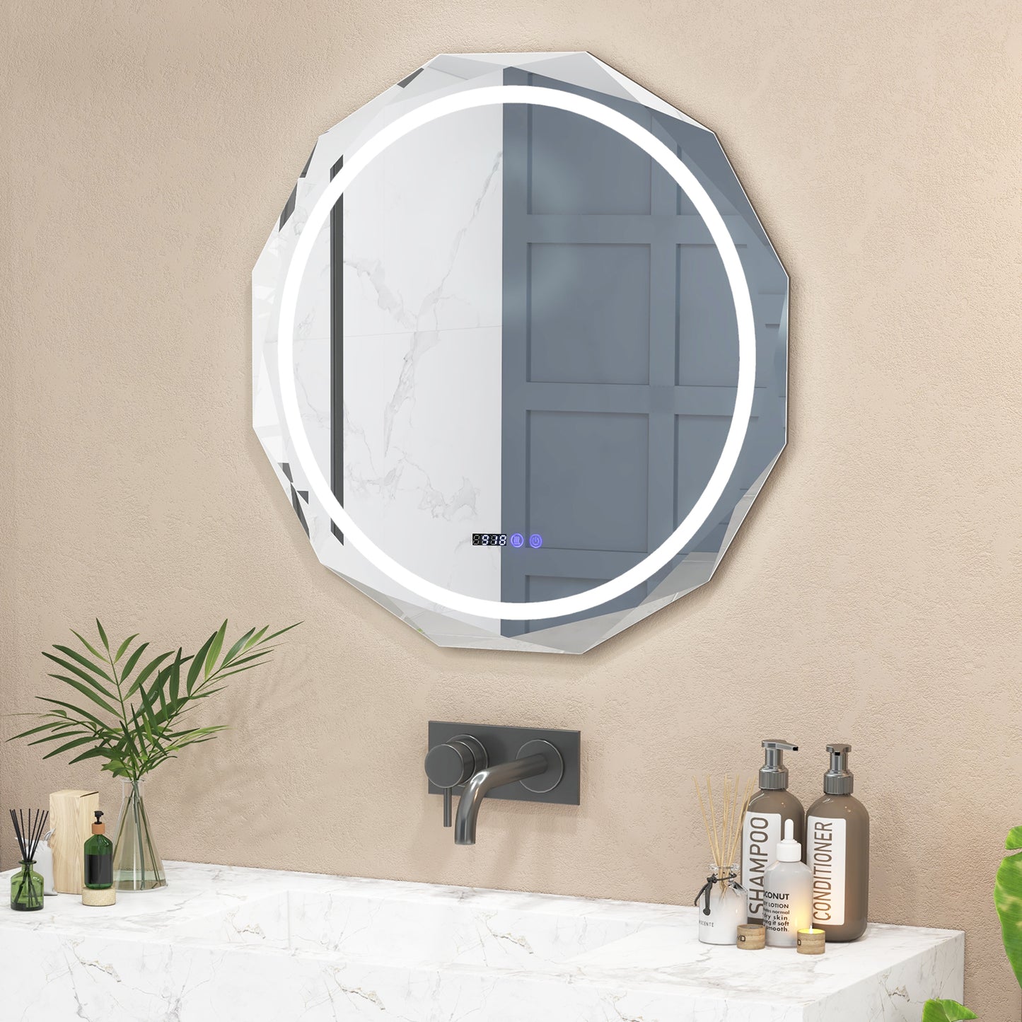 Defogging LED Bathroom Mirror with Stepless 3 Colors Temperature